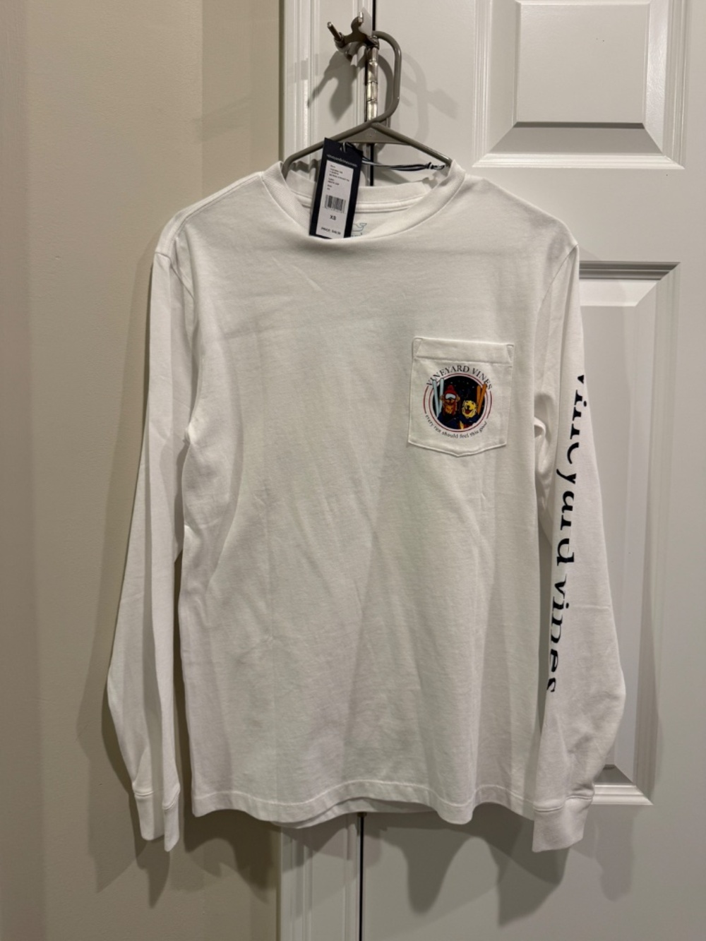 Vineyard Vines Ski Dogs Long Sleeve White TShirt, Size XS